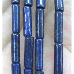 blue Lapis Lazuli tube beads, approx 4x13mm