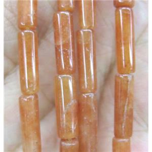 red aventurine tube beads, approx 4x13mm