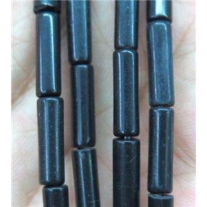 black jade tube beads, approx 4x13mm
