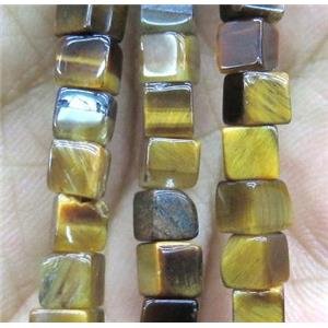 yellow Tiger eye stone cube beads, approx 4x4x4mm
