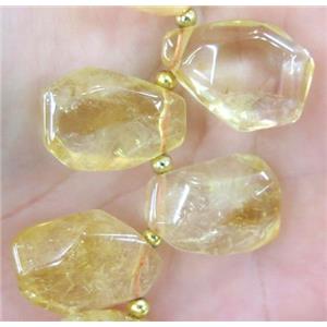 citrine beads, faceted teardrop, yellow, approx 12-18mm, 20pcs per st