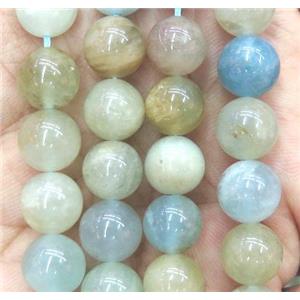 natural Aquamarine beads, round, AB-grade, approx 12mm dia