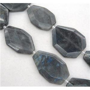 black Labradorite slice bead, faceted freeform, approx 20-60mm
