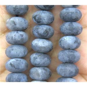 matte Black Labradorite rondelle beads, approx 5x8mm