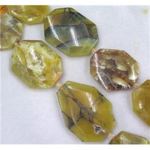 yellow opal jasper slice beads, faceted freeform, approx 30-50mm