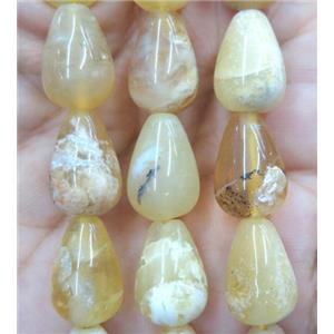yellow Opal jasper bead, teardrop, approx 10x14mm