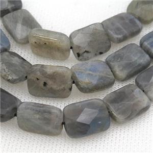 Labradorite beads, faceted rectangle, approx 12x16mm