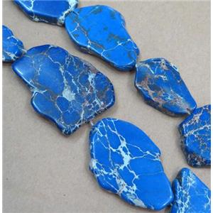 Sea Sediment Jasper bead, slice, freeform, blue, approx 20-40mm