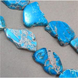 Sea Sediment Jasper bead, slice, freeform, blue, approx 20-40mm
