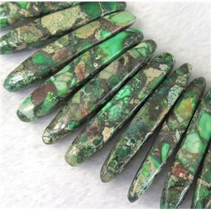 Imperial Jasper Beads for necklace, stick, green, approx 15-60mm