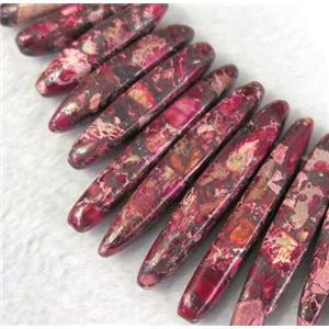 Imperial Jasper Beads for necklace, stick, hotpink, approx 15-60mm