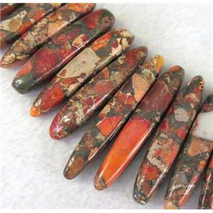 Imperial Jasper Beads for necklace, stick, orange, approx 15-60mm