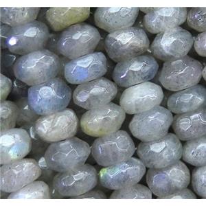 Labradorite bead, faceted rondelle, A grade, approx 4x6mm