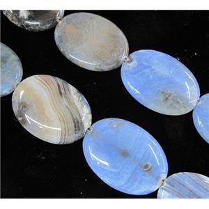blue fire agate stone bead, flat-oval, approx 22x30mm