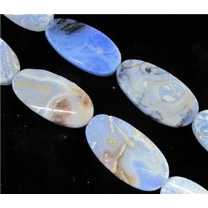 blue fire agate stone bead, twist oval, approx 25x35mm