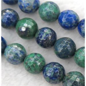 Azurite beads, faceted round, Dye, approx 10mm dia