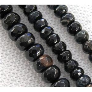 blue tiger eye stone bead, faceted rondelle, approx 4x6mm