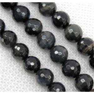 blue tiger eye stone bead, faceted round, approx 8mm dia