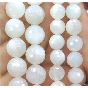 white MoonStone beads, faceted round, approx 8mm dia