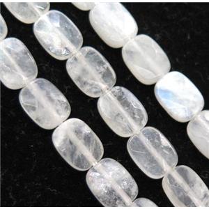 white MoonStone bead, faceted rectangle, approx 6x8mm