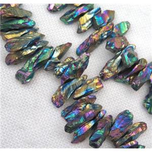 clear quartz bead, freeform, rainbow, approx 10-30mm