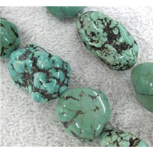 Turquoise stone bead, freeform nugget, lt.blue, approx 18-25mm