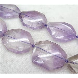Amethyst slice beads, faceted freeform, lt.purple, approx 25-55mm