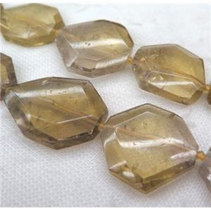 lemon quartz slice beads, faceted freeform, approx 25-55mm