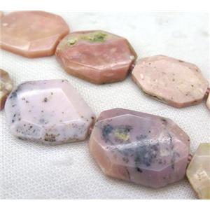 pink opal jasper slice beads, faceted freeform, approx 25-55mm