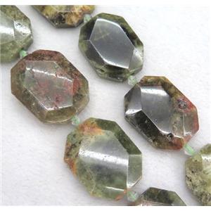 green Garnet slice bead, faceted freeform, approx 25-55mm