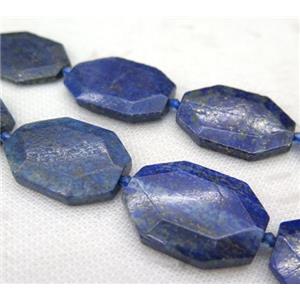 Lapis Lazuli slice bead, faceted freeform, blue, approx 25-55mm