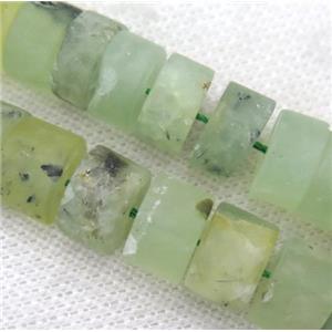 matte prehnite heishi bead, green, approx 12mm dia