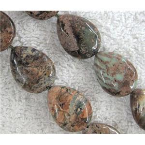 green opal bead, teardrop, approx 12x16mm