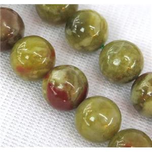 round Green Serpentine Jasper Beads, approx 14mm dia