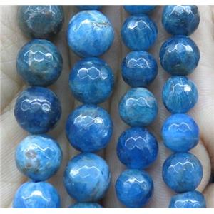 Apatite beads, faceted round, blue, approx 6mm dia