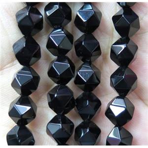 black onyx agate beads, faceted ball, approx 6mm dia