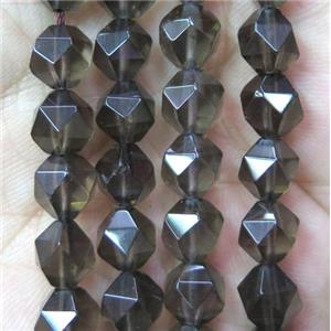 faceted round Smoky Quartz beads ball, approx 10mm dia