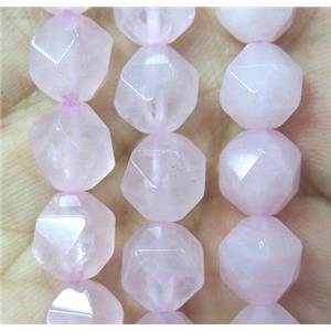 faceted round Rose Quartz ball beads, pink, approx 12mm dia