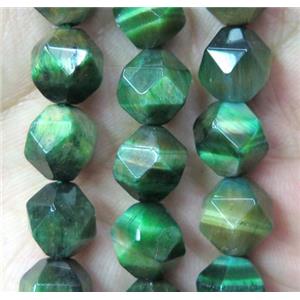 green Tiger Eye Stone beads ball, faceted round, approx 10mm dia