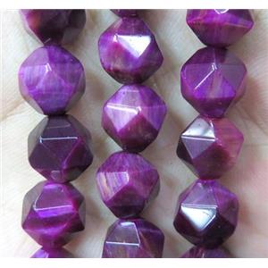 Tiger eye stone beads, faceted ball, hotpink, approx 8mm dia