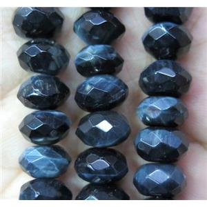 inkblue tiger eye stone beads, faceted rondelle, approx 5x8mm