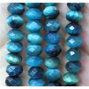 seablue tiger eye stone beads, faceted rondelle, approx 5x8mm