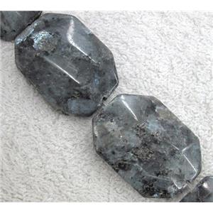 Labradorite bead, faceted rectangle, approx 30x40mm