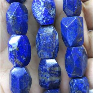 Lapis Lazuli nugget beads, faceted freeform, blue, approx 14-20mm