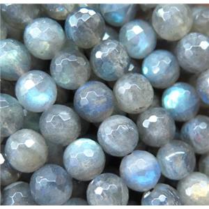 Labradorite bead, faceted round, AAA grade, approx 4mm dia