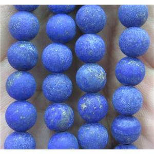 blue Lapis Lazuli bead, matte, round, approx 10mm dia