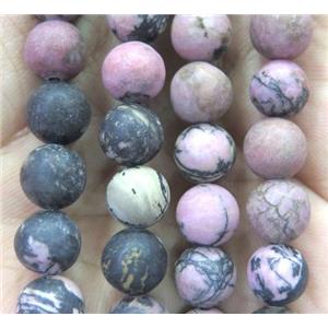 Rhodonite Beads, matte round, approx 12mm dia