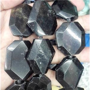 black tourmaline bead, slice, freeform, approx 25-40mm