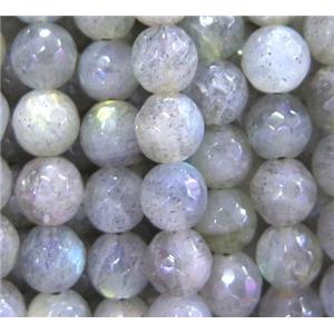 gray Labradorite beads, faceted round, approx 8mm dia