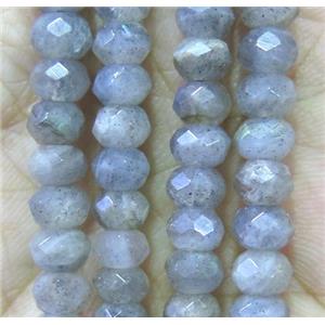 Labradorite beads, faceted rondelle, A-grade, approx 4x6mm